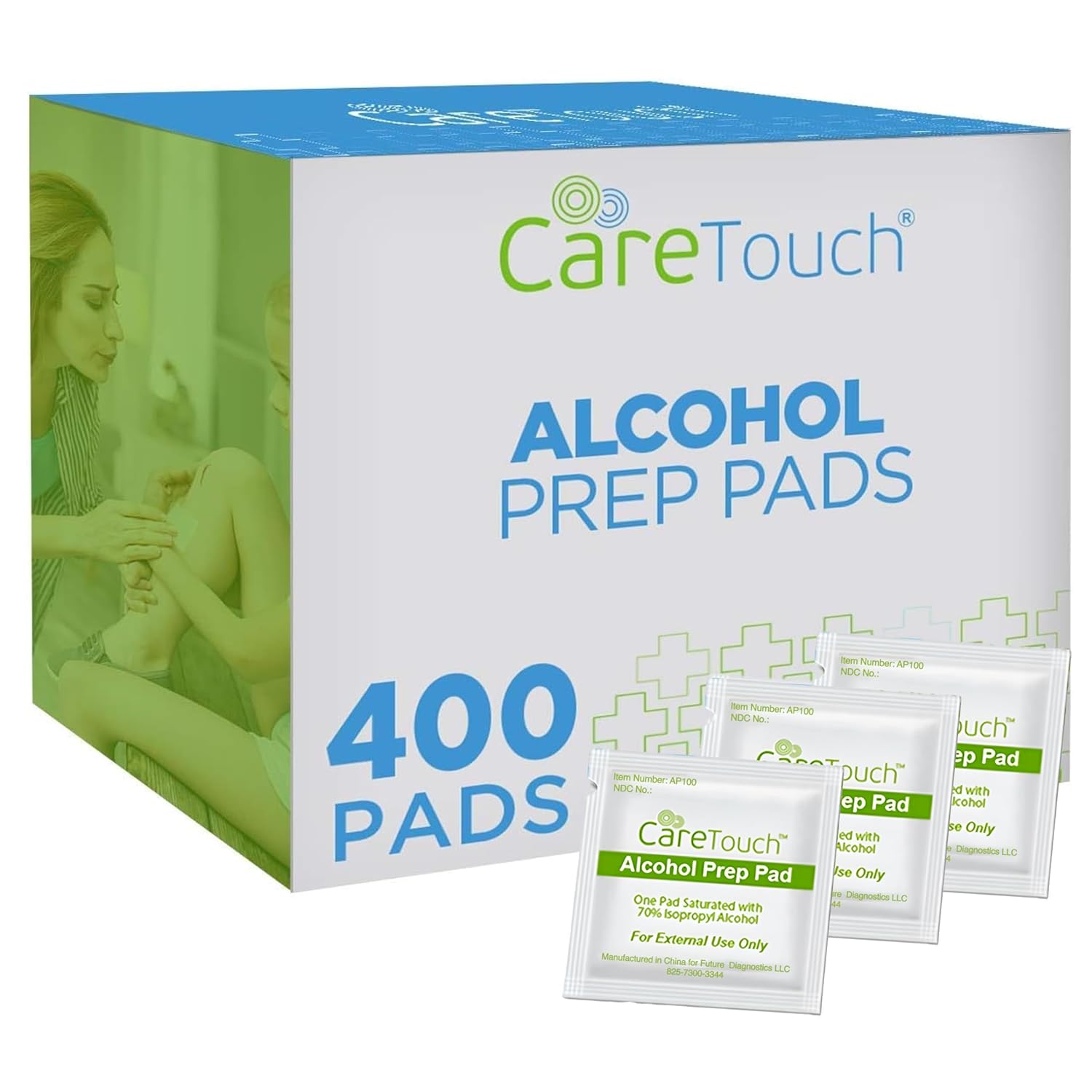Care Touch Alcohol Wipes Individually Wrapped - Prep Pads with 70 Isopropyl Alcohol Great for Home Medical First