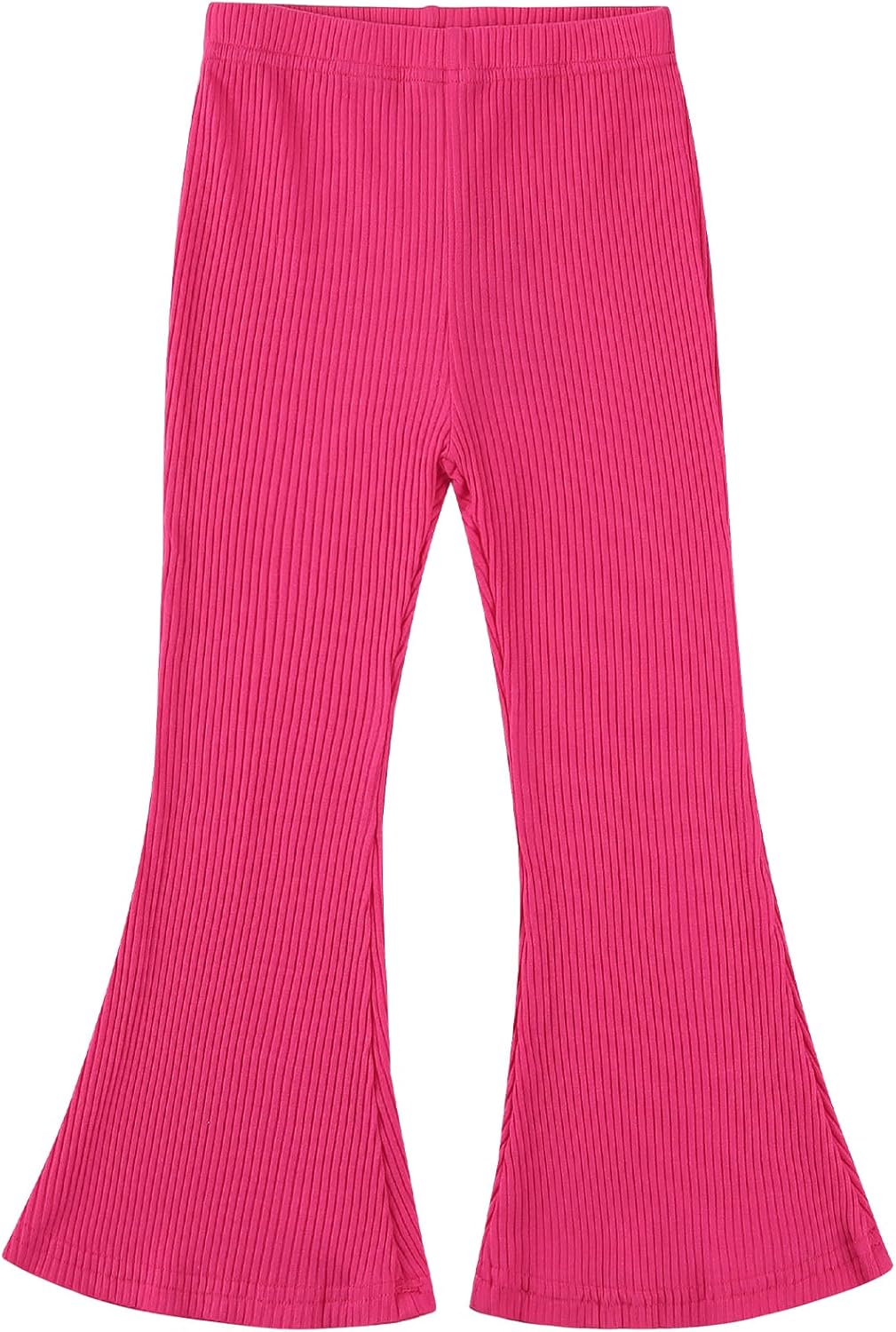 Noomelfish Girls Ribbed Flared Pants Cotton Ruffle Leggings Bell Bottoms (4-12 Years)