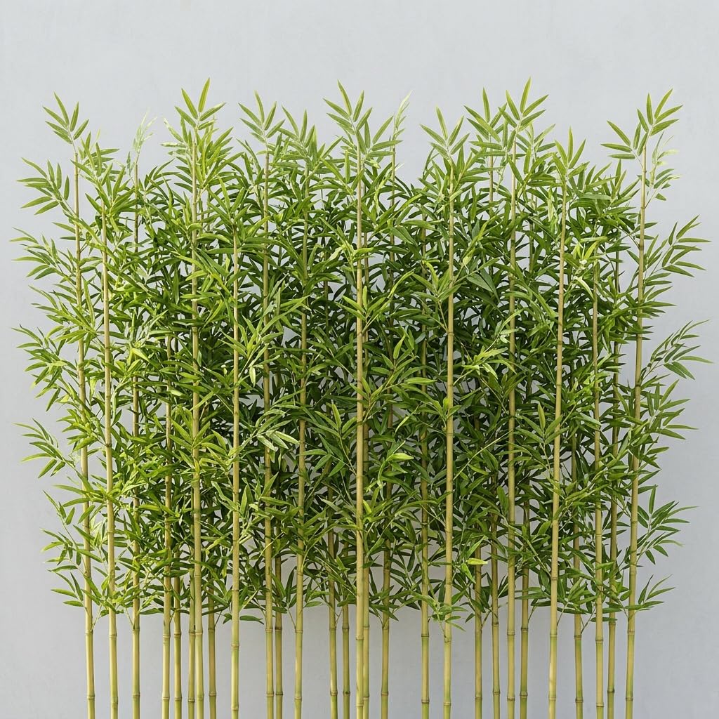 Bambú artificial valla de cañas reales y hojas botánicas selectas pack 10 unidades
