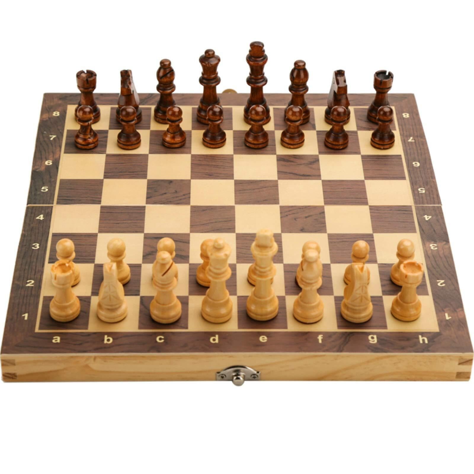 schachspiel Magnetisches, faltbares Schachspiel aus Holz mit 2 Damen, Spielbrett-Innenraum zur Aufbewahrung for Erwachsene, Kinder, Anfänger, großes Schachbrett(29 * 29cm)