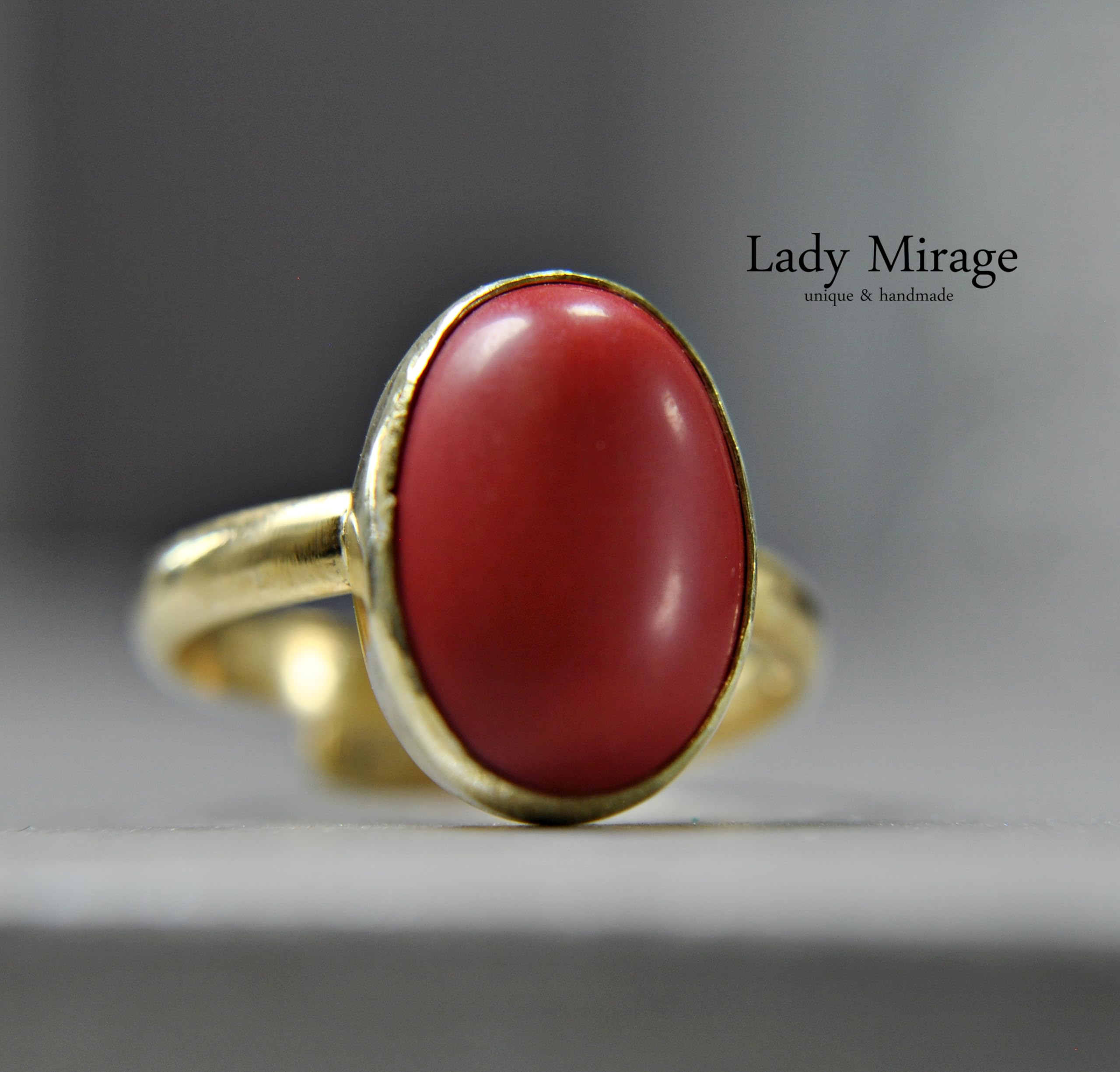 Lady Mirage | Edelstein Schmuck Set | Ohrhänger Set Silber 925 | Vergoldete Schmuck Anhänger | Kette Ohrringe Ring | Koralle | Handmade | Geschenkbox | Geschenk für Sie | Weihnachtsgeschenke Schmuck