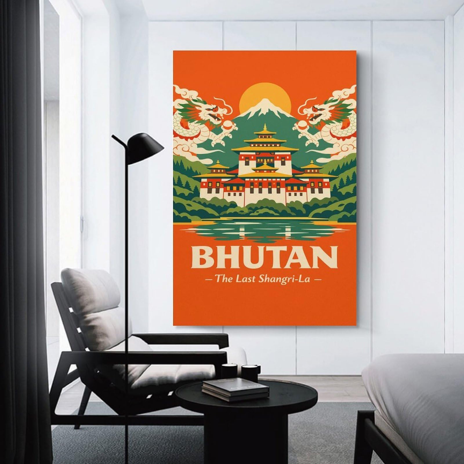 Junmoney Bhutan Travel Wall Art Print 24x36inch(60x90cm), for Home, Office, Studio Or Guest Room, A Flexible Wall Accent for Shared Spaces