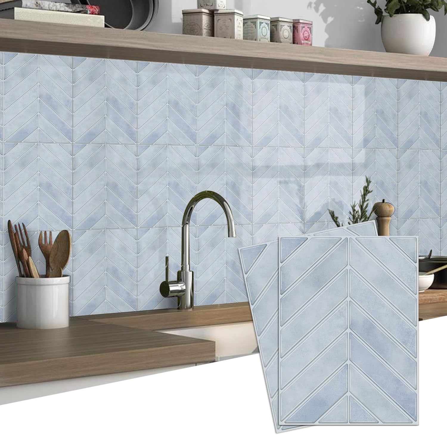 VICCI Soft-Touch Foam Peel and Stick Tiles, 10-Pack 6.7x9 Inch, Self-Adhesive & Removable, Waterproof Backsplash for Kitchen, Bathroom, Laundry Room, PVC Material
