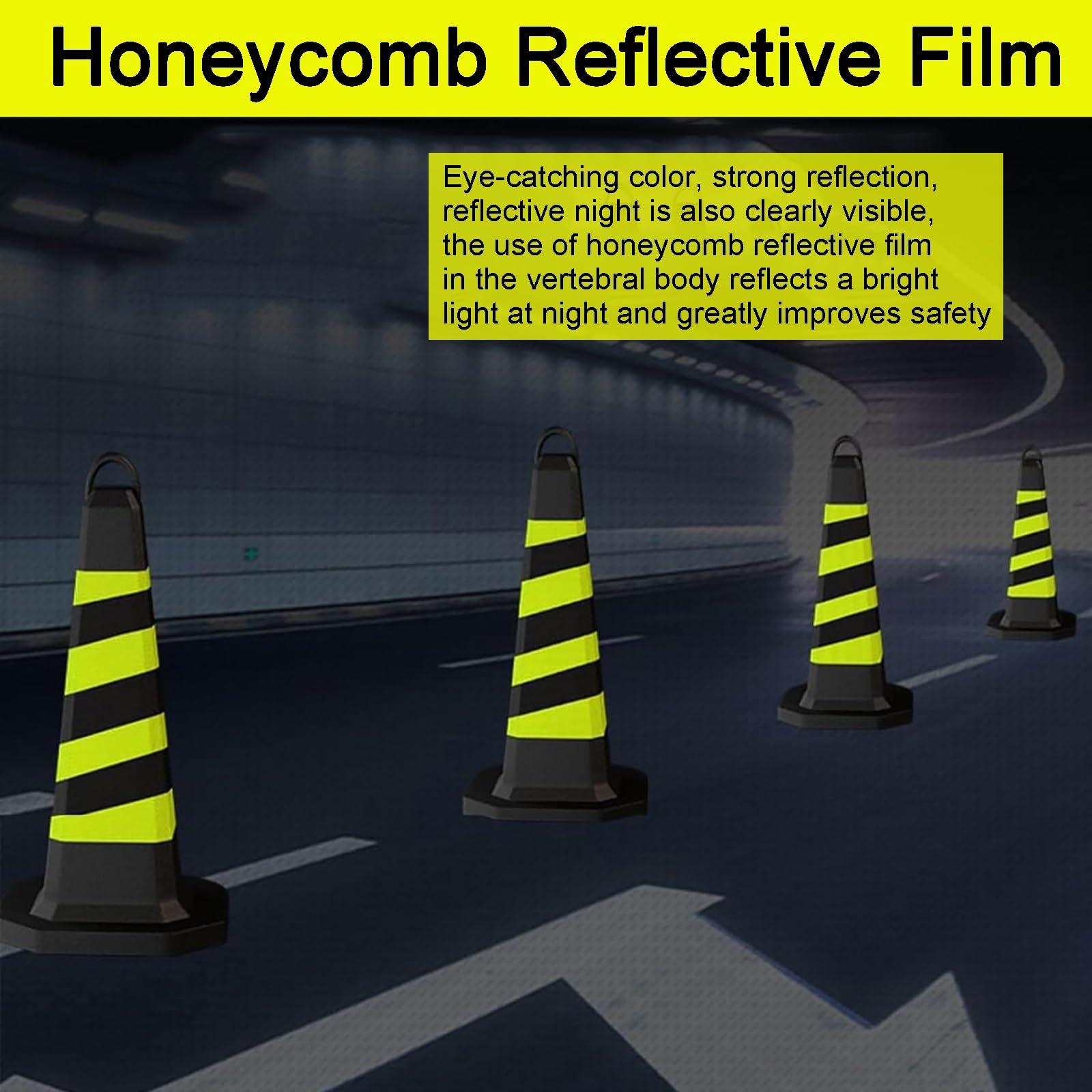Cône de Signalisation,Bollard de Sécurité, Barrière D'allée, Plot de Marquage, Cône Circulation, Bandes Con Réfléchissantes, 70 cm(Black Yellow)