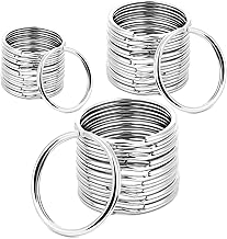 Augshy Silver Key Rings, Pack of 60 Round Key Rings 20 mm 25 mm 30 mm Stainless Steel Key Rings DIY Key Rings Accessories Metal Rings for Keys and Crafts