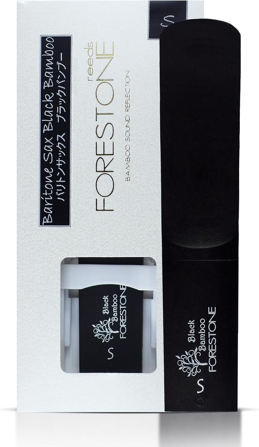 Forestone Bamboo Synthetic Baritone Saxophone Reed with Carbon & Bamboo Fiber Blend- French Filed Cut with Dark, Classical Sound Profile – Long-Lasting - Made in Japan - Black Soft (S)