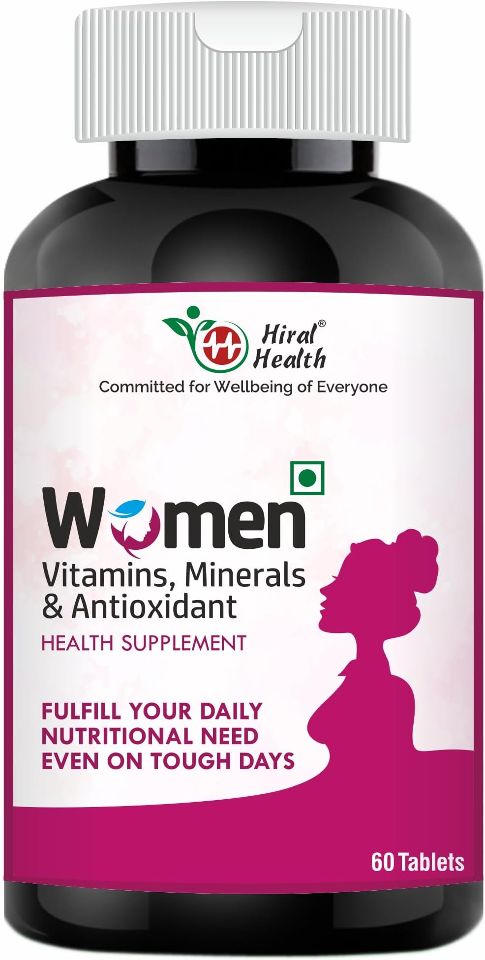 Hiral Health's Women Vitamins, Minerals & Antioxidant - Multivitamin for Women Having 22 Nutrients | Choline | Biotin | Energy Booster, Stamina Booster, Skin Health, Bone Health - Pack of 2