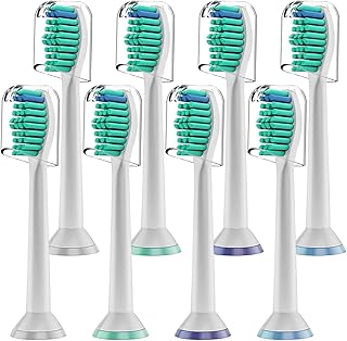 Replacement Brush Heads, Compatible with Philips Sonicare Electric Toothbrushes, Classic Toothbrush Heads HX6014, Fit The Models of HX3/HX6/HX9/HX8/HX7 Series (8 Pack in White)
