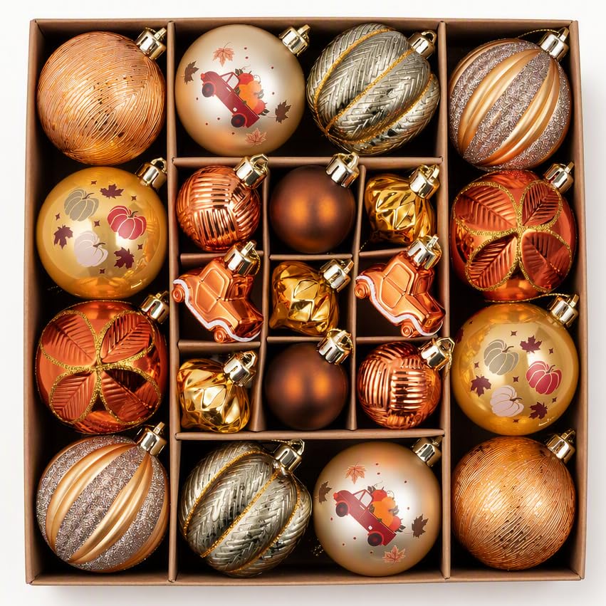 DecorbyHannah 21ct Gold Orange Fall Ornaments Set...