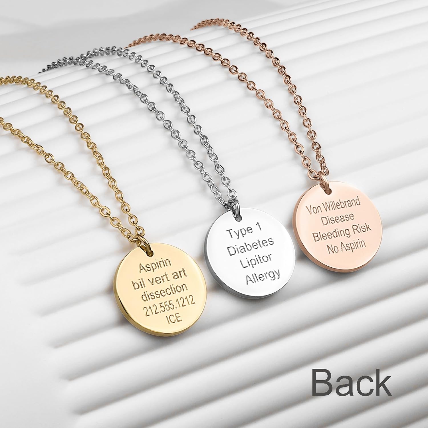 Medical Alert ID Necklace for Women, Stylish Customizable Medical Jewelry,18k Gold, Rose Gold, Silver, Personalized Engraving, Hypoallergenic, Waterproof, Includes Gift Box & Medical ID Wallet Card