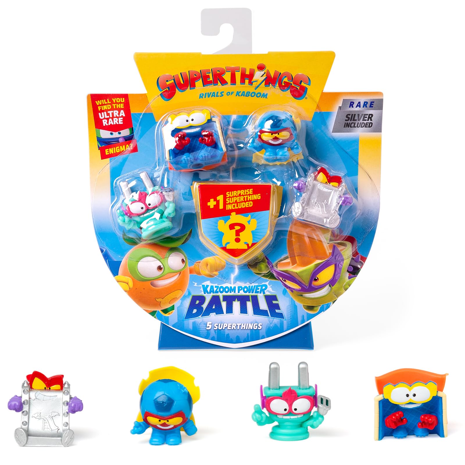SUPERTHINGS KAZOOM POWER Battle – 5 Pack. Contains 5 Superthings (Including 1 Surprise Figure and 1 Silver Captain). Pack 6 of 6