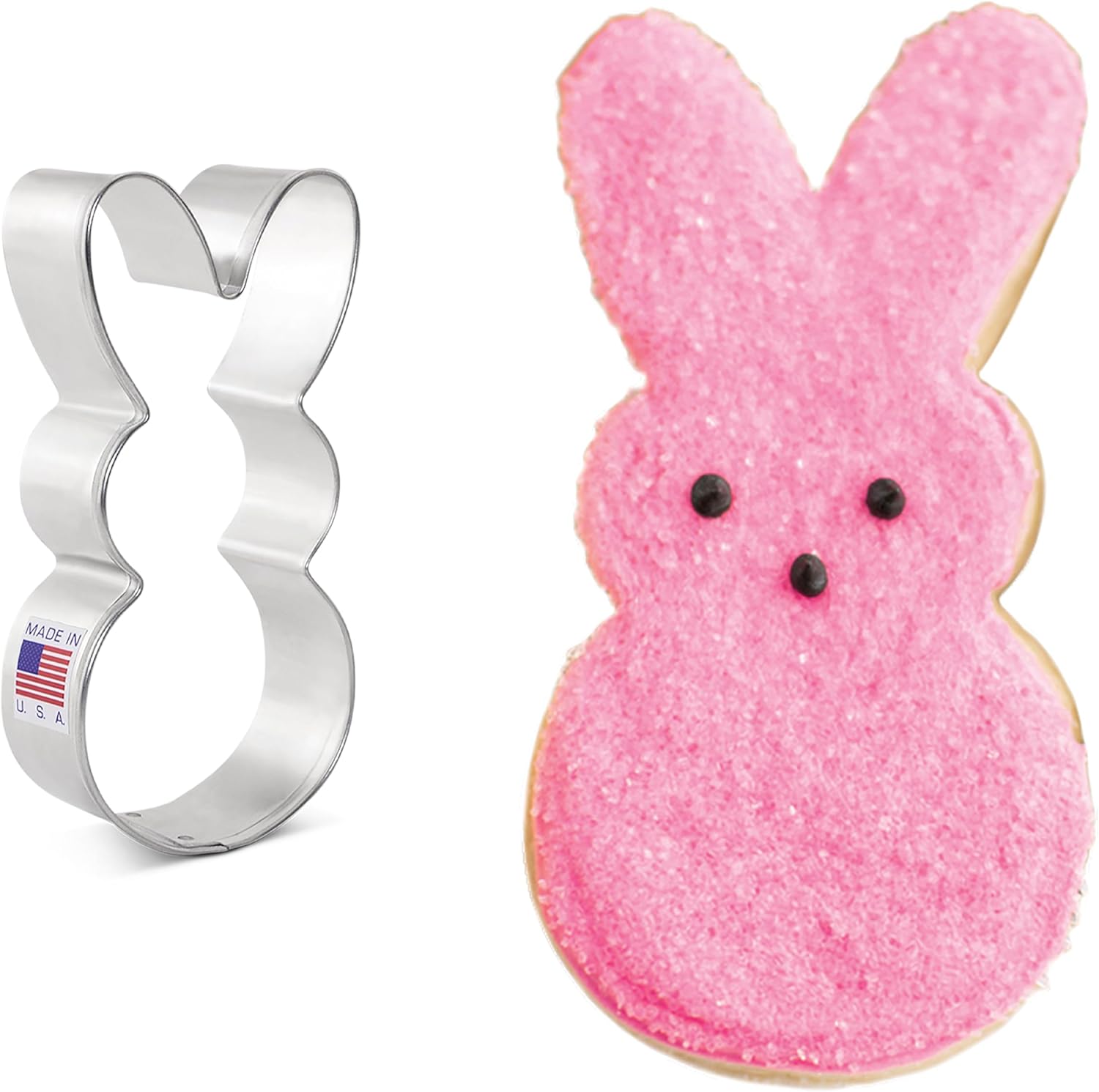 Ann Clark 4 Inch Easter Bunny Cookie Cutter - Made in USA Metal Tin Plated Steel for Perfect Peeps Cookies