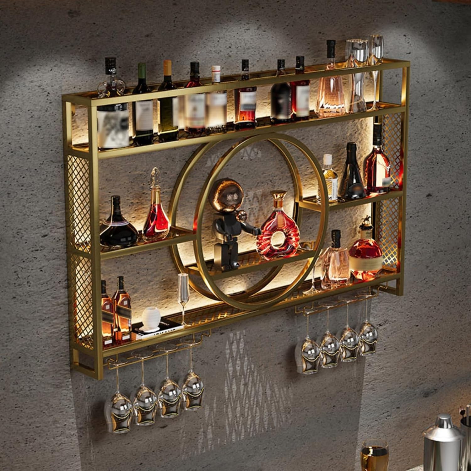Étagère à vin murale pour gagner de la place dans le salon