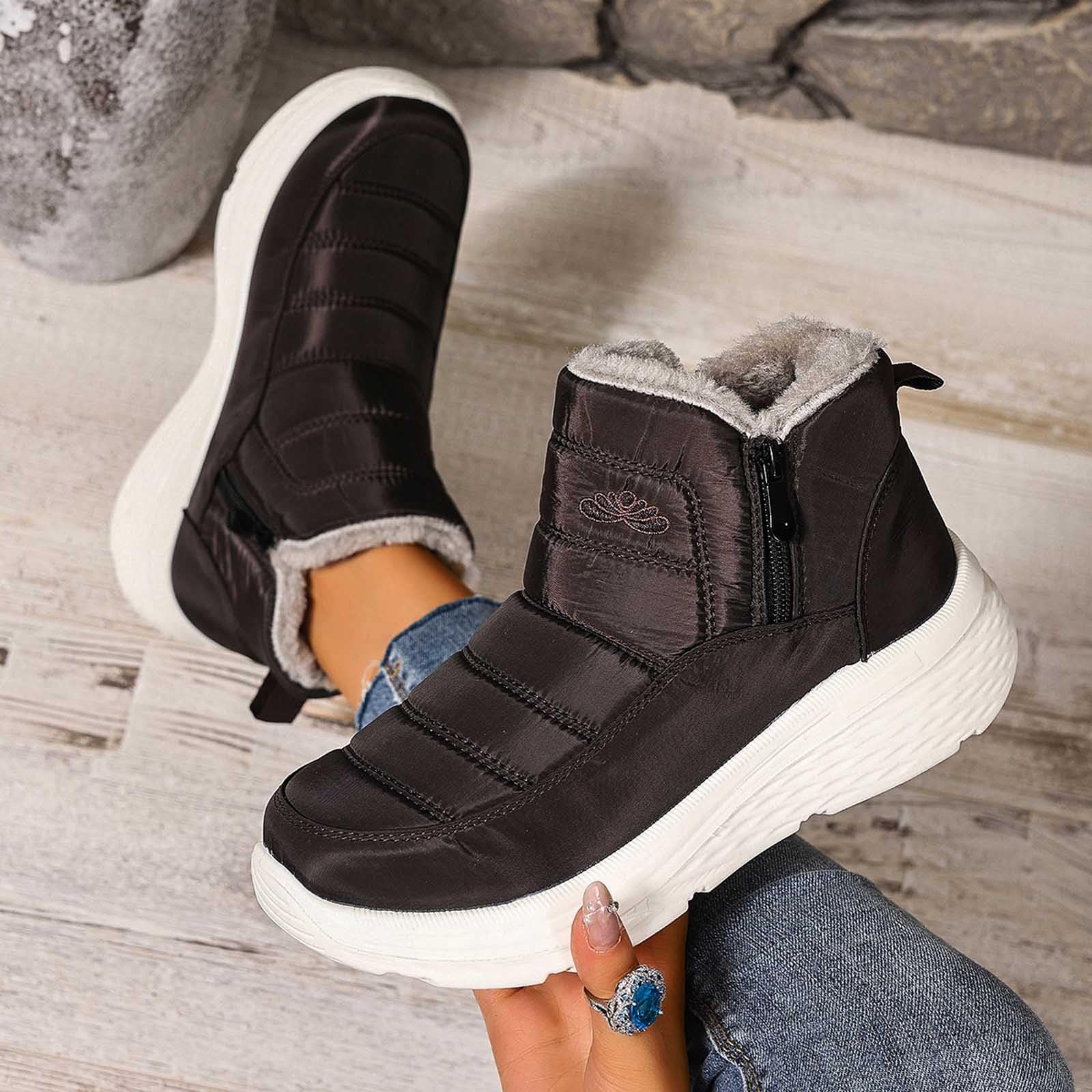 Apres Ski Femme Bottes De Neige Fourrées Apres-Ski Bottines Chaussures D'hiver Hiver Pour Snow Boots Chaudes Botte Bottine Chaussure Randonnée Grand Froid Chaude Après Imperméable Glacia Barefoot
