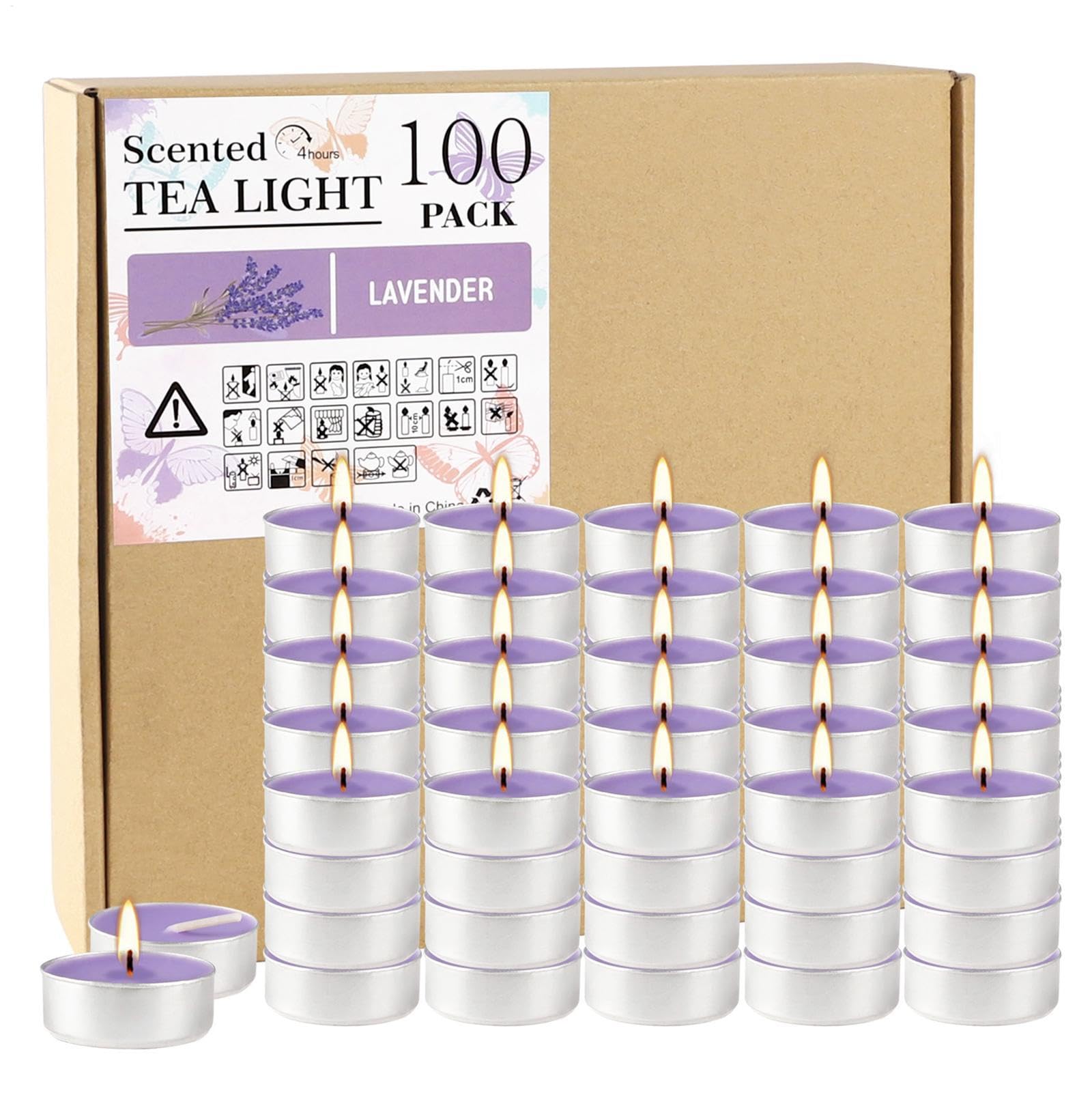 Teelichtkerzen | Duftende Teelicht-Teekerzen,100er-Pack warme Kerzen