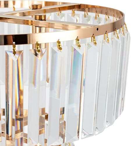 Miniatura 5 de Jarrón de flores de 5 niveles para boda, soporte de metal con colgantes de cristal, jarrones dorados, centro de mesa de boda, soporte de exhibición