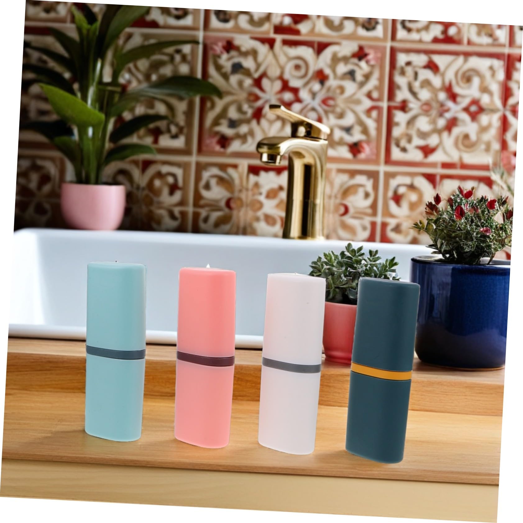 Yardenfun Set da 8 Pezzi per Spazzolino da Denti, Contenitore Portaspazzolini e Dentifricio, Organizer per Accessori da Bagno, Pratico per Casa, Viaggi e Campeggio