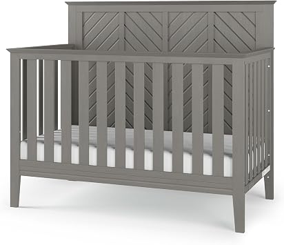 Child Craft Atwood 4-in-1 Convertible Baby Crib, Wooden Nursery Furniture Converts to Daybed, Toddler Bed -Size Bed, 3 Mattress Height Adjustments, Non-Toxic Baby Safe Finish, Lunar Gray