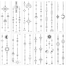 Simple Vines Line Temporary Tattoos For Women Girls-12 Sheet Branch Flower Leaf Wild Plant Sketch Realistic Black Long-lasting Waterproof Tattoo Sticker for Arm Collarbone Leg Backbone Body Art Q1091