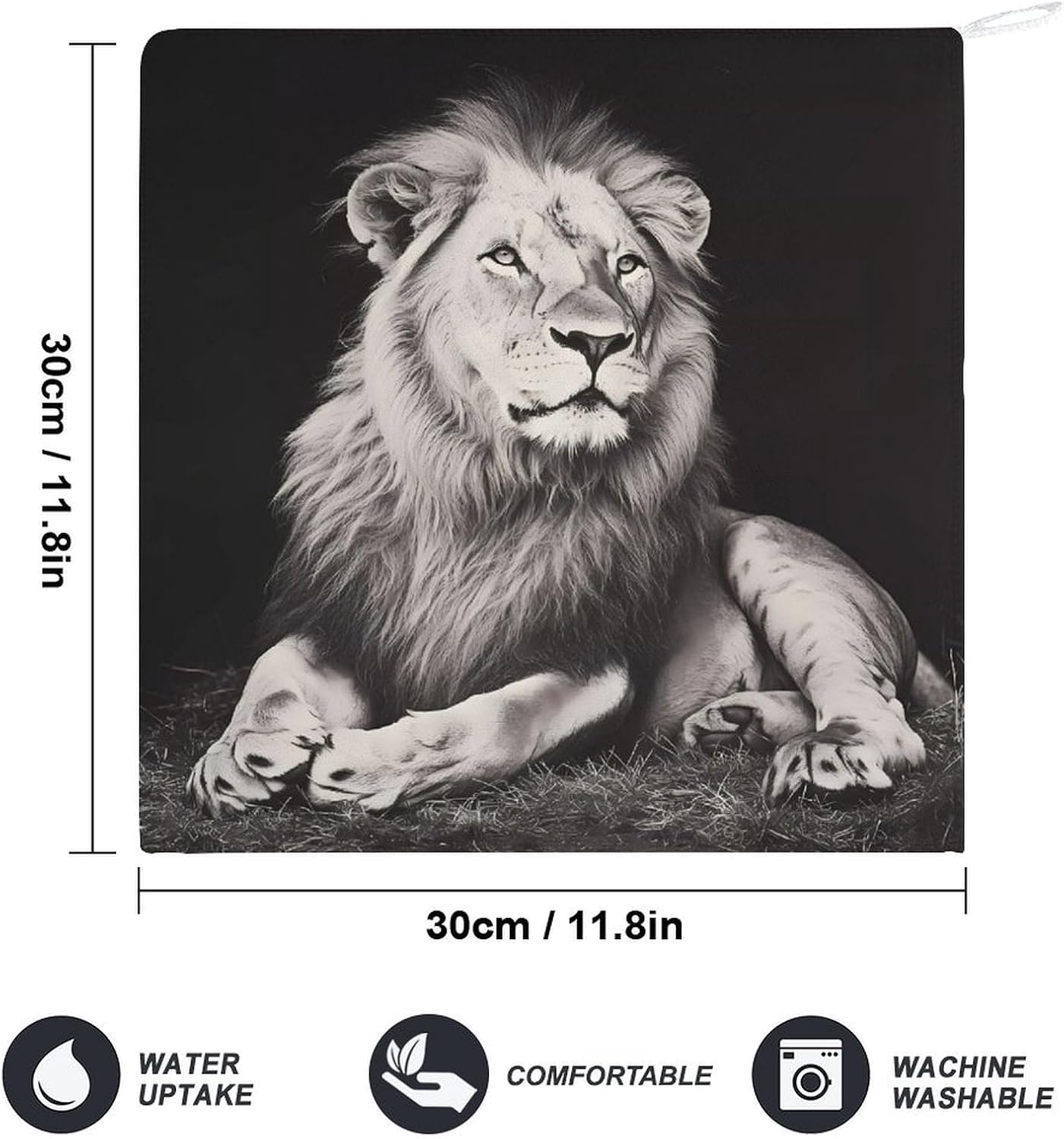 Black and White Liones Towel Hand Towels Decorative Towel for Bathroom Kitchen Shower Gym 4PCS