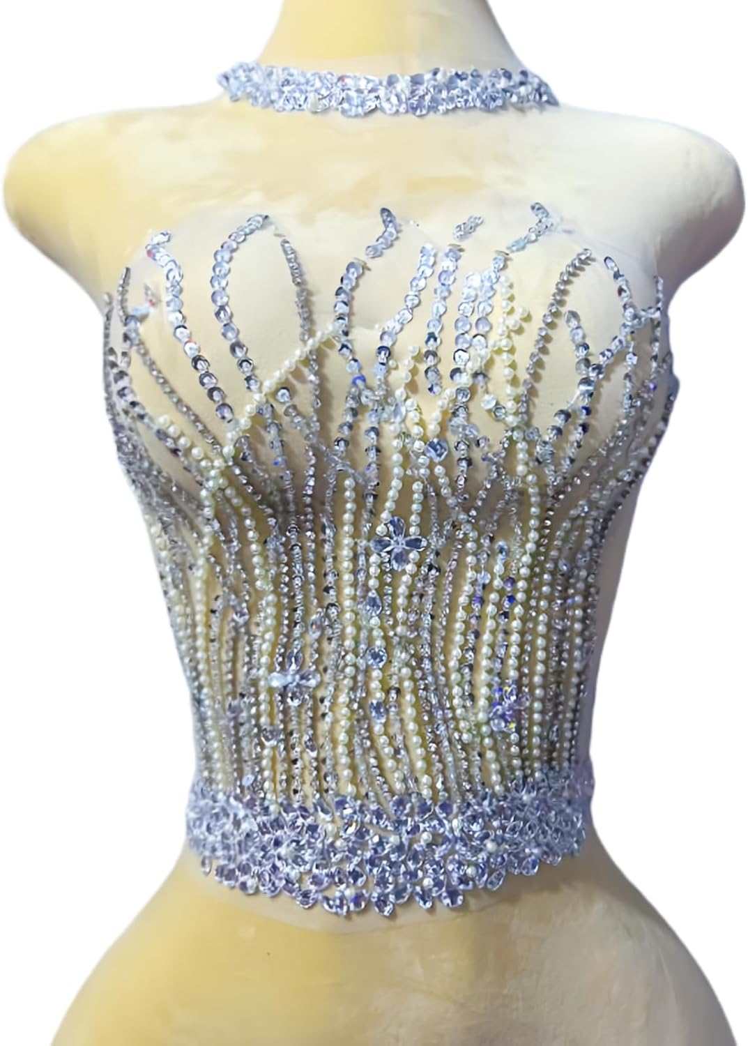 Front Bodice Waist Ornaments Patches Appliques sew on Acrylic Rhinestones Crystals Wedding Evening Dress Clothes Prom Accessories Design DIY