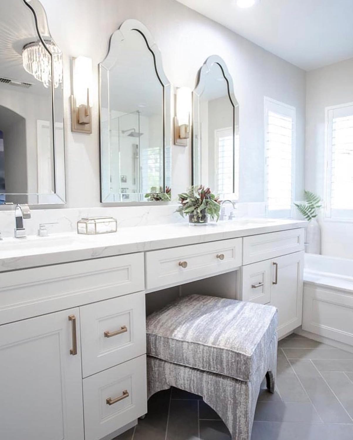 Gorgeous Large Frameless Arch Venetian Style Beveled Wall Mirror