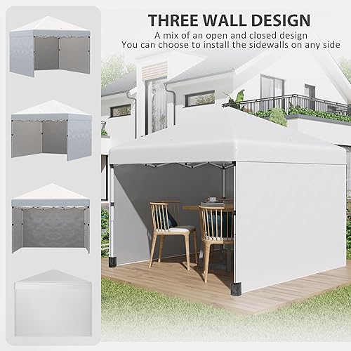 Miniatura 3 de Outsunny Tienda de campaña desplegable de 10 x 10 pies con 3 paredes laterales, bolsas de peso para piernas y bolsa de transporte, altura ajustable,