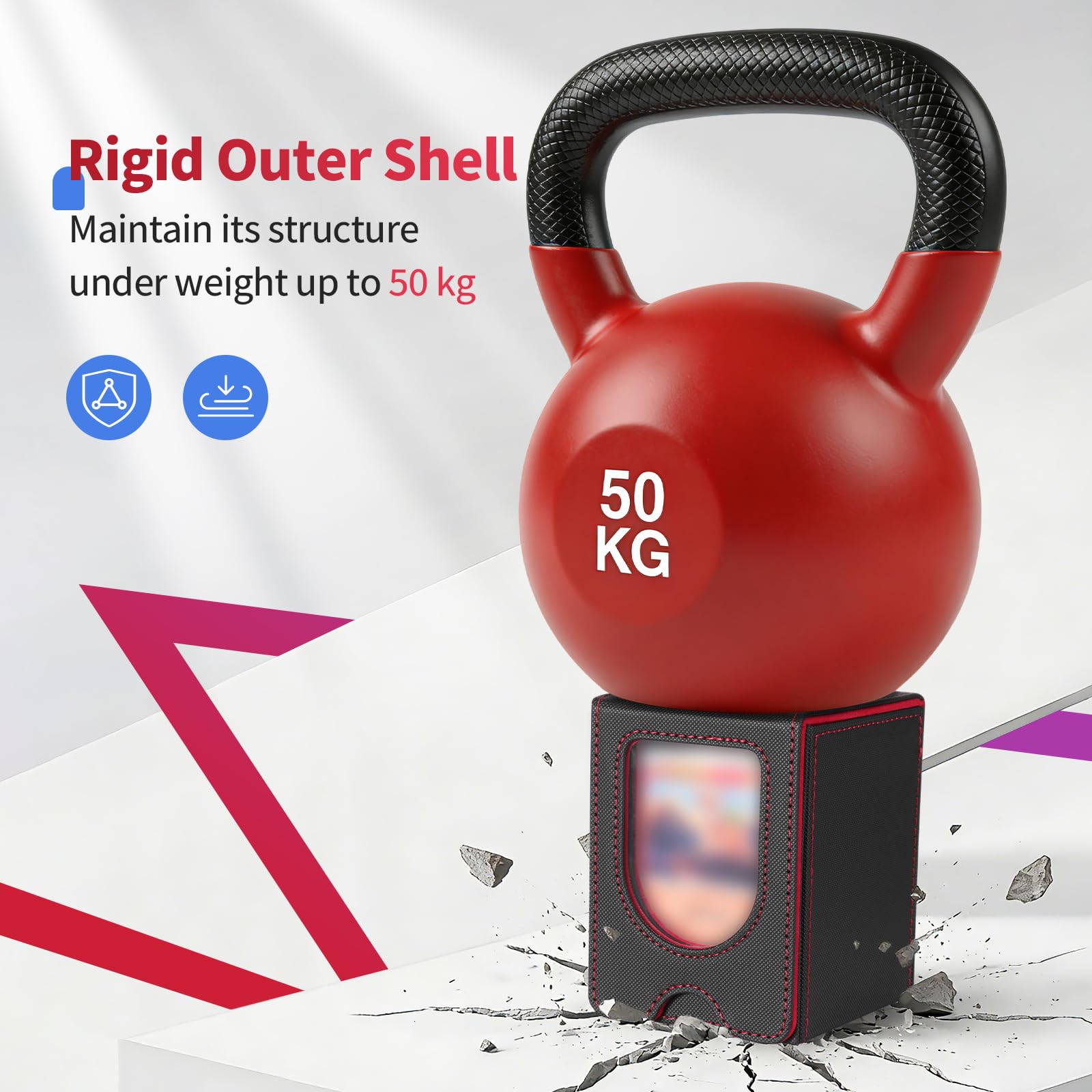 Euqvunn TCG Deck Box avec fenêtre d'affichage, peut contenir jusqu'à 130 cartes à pochettes simples, 2 séparateurs pour rangement facile, idéale pour l'exposition et le transport (Noir Rouge - 4