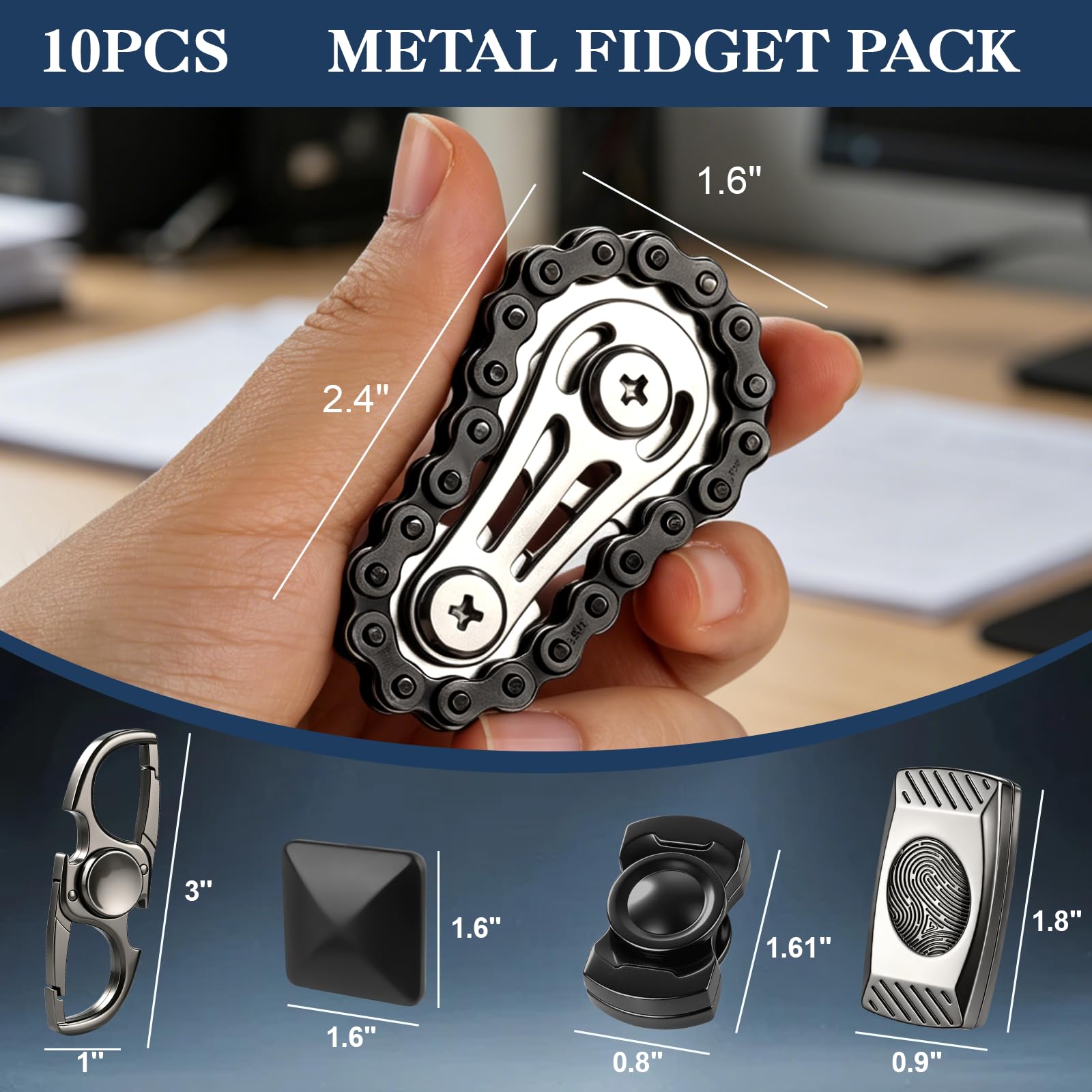10 pezzi Fidget Toys Adulti e Teen EDC Ufficio Scrivania Giocattolo Stress Relief Articoli Sensoriali per Autismo ADHD Ansia Calza Stuffers per Adolescenti Adulti Uomini Regalo