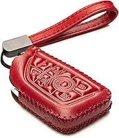 Vista 10 de Vitodeco - Funda de llave inteligente de cuero con llavero de cuero compatible para Chevrolet Corvette (modelos 2020 - 2026) - 7 botones, Negro/Rojo