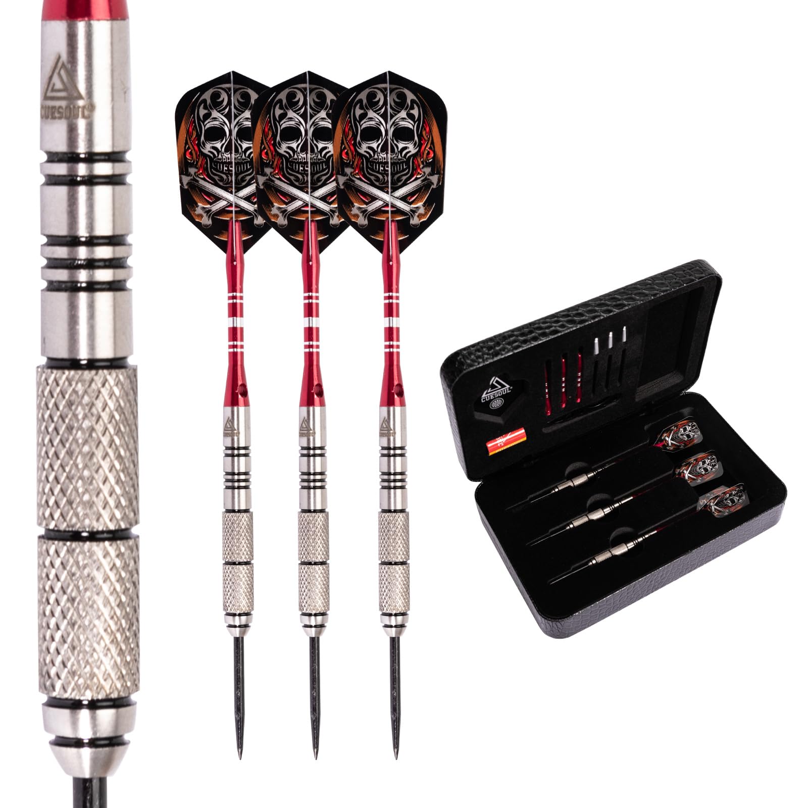 CUESOUL 90% Professional Steel Tip Darts - 22/24/26 Grams with Luxury Dart Case