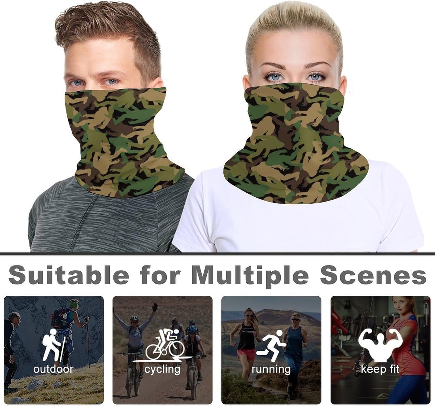 Camouflage Bigfoot Cooling Neck Gaiter Face Cover Head Fishing Mask Scarf Sun Protection Headband image 4