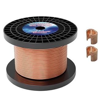 Soft Annealed Solid Grounding Wire, Per UL-467 10 Mils Copper Clad Steel Ground Cable Earth CableCopper Clad Wire with C Connector, 6AWG 315FT