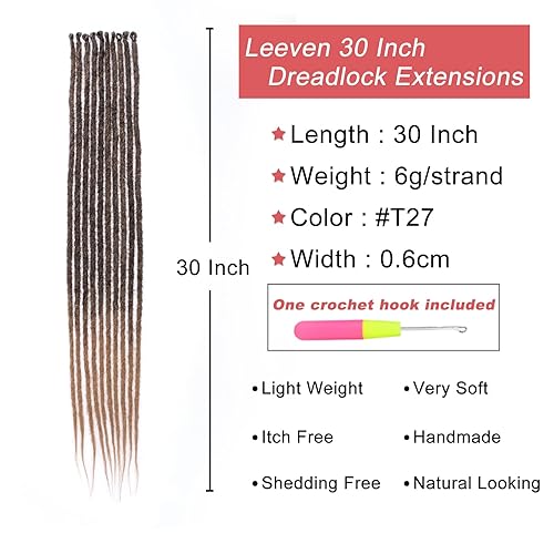Miniatura 191 de Leeven Extensiones de rastas grises de 40 hebras, de 18 pulgadas, hechas a mano, suaves, de 0.2 in de ancho, extensiones de cabello sintético