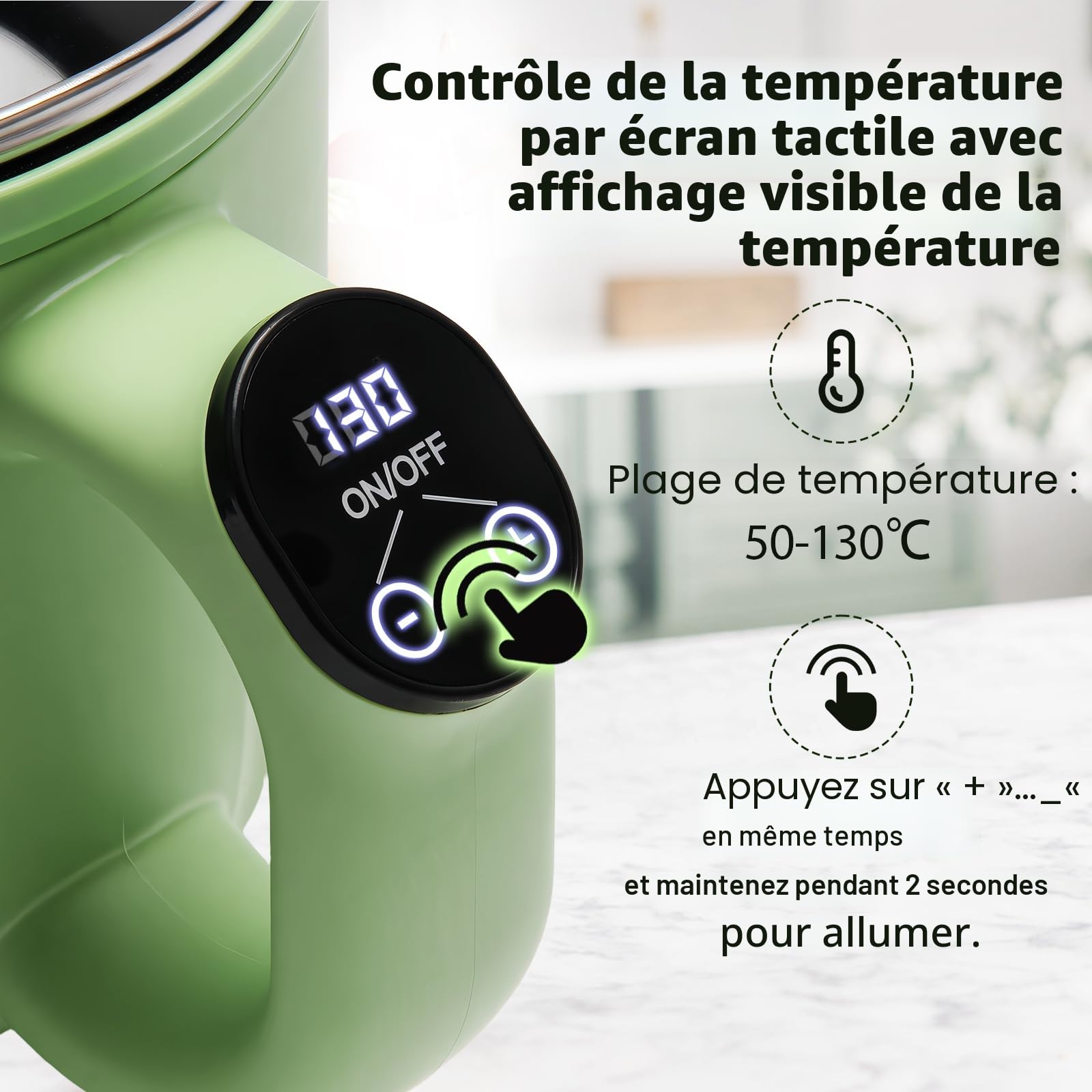 Bienslys Pot à cire électrique 1,5 L avec écran tactile numérique, revêtement antiadhésif et contrôle précis de la température – Idéal pour bougies, savons, fondants de cire et projets DIY.