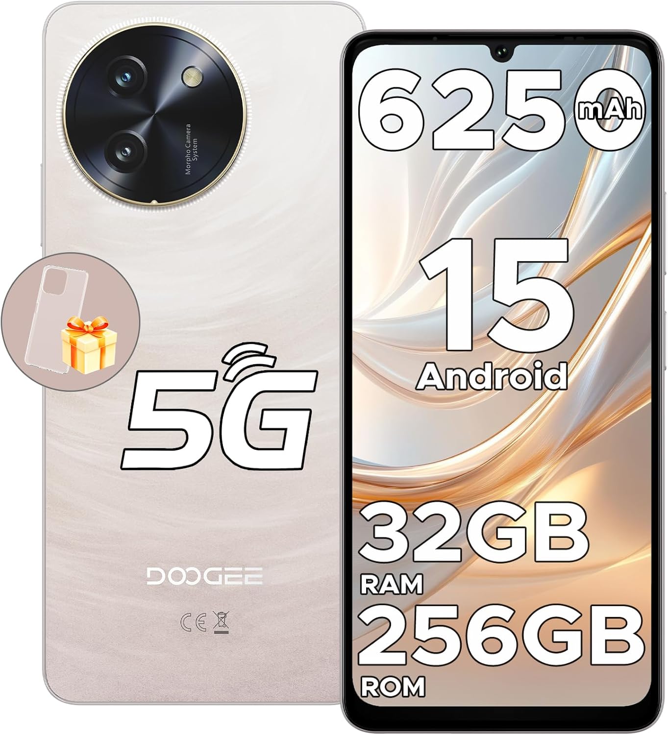 DOOGEE Note 59 Pro 5G Mobile Phones, 32(8+24) GB+256GB/ 2TB TF, 6nm Octa Core 2.3GHz, 120Hz & 6.75" HD+ Smartphone, 6250mAh, Dual Sim Free Unlocked Mobile Phones, Widevine L1, Fingerprint,NF