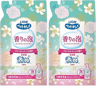 ライオン 泡タイプ ペットキレイ 香りの泡リンスインシャンプー 犬猫用 フローラルブーケの香り つめかえ用 400mℓ×2 中大型犬にもおススメ