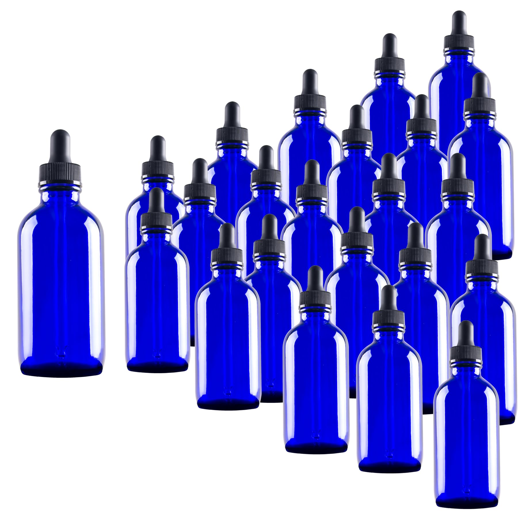 Easeen 24 Pack 4oz Blue Glass Dropper Bottles, Eye Dropper Bottles with Glass Droppers for Essential Oils, Perfumes(4oz, Blue)