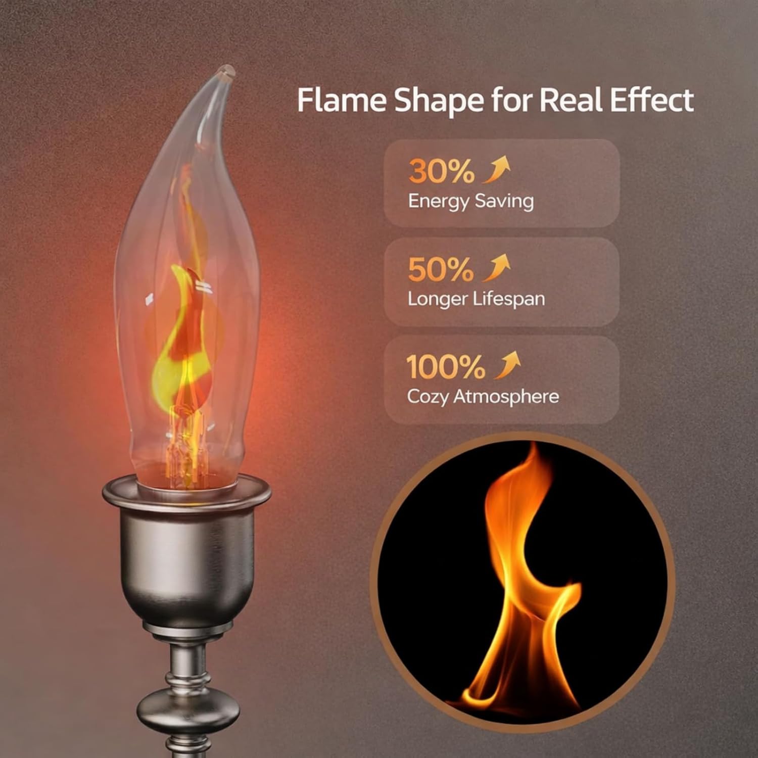 Hompavo Upgraded Flame Light Bulbs, Compact E12 Chandelier Base Candle Flickering Fire Light Bulb for Halloween Christmas Party Porch Indoor & Outdoor Home Decor - 10 Pack