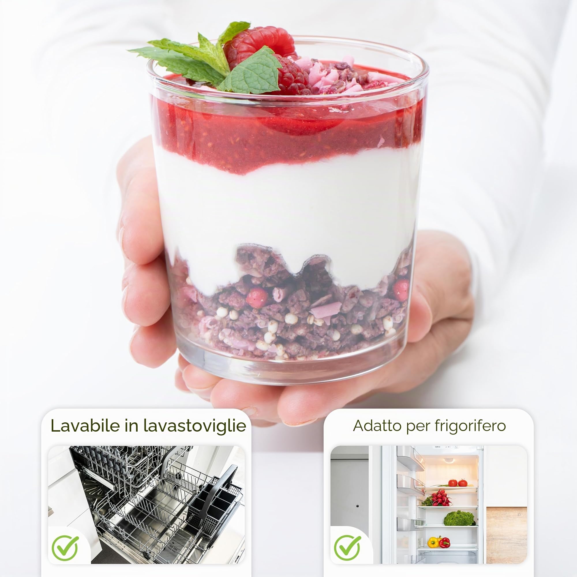 KONZEPT Set di Bicchieri da Dessert in Vetro da 300 ml, Ideali per Gelato o Yogurt