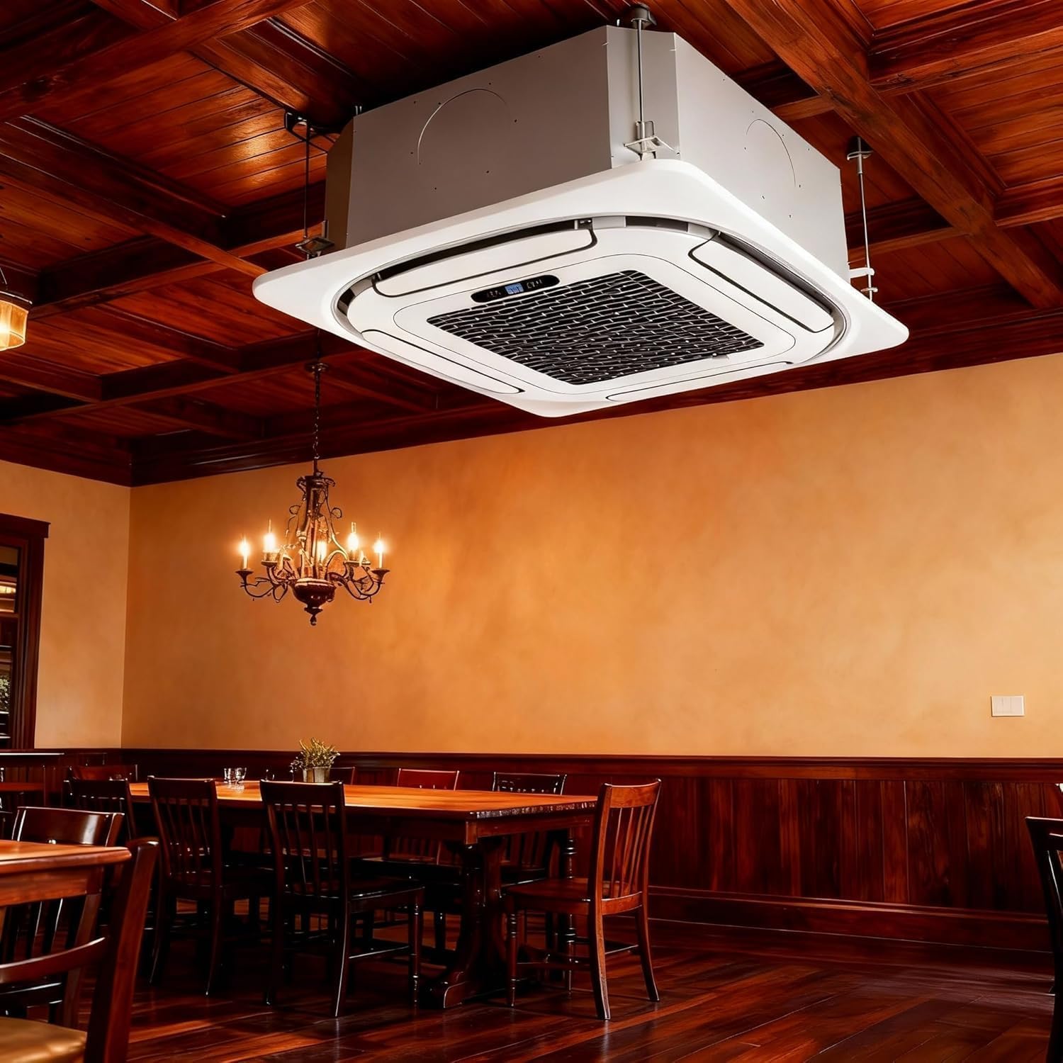 18,000 BTU Ceiling Cassette Mini Split AC & Heat Pump, 20.5 SEER2 Ductless Inverter Air Conditioner, 360° 8-Way Airflow, 230V, WiFi & Remote Control, 25FT Complete Installation Kit