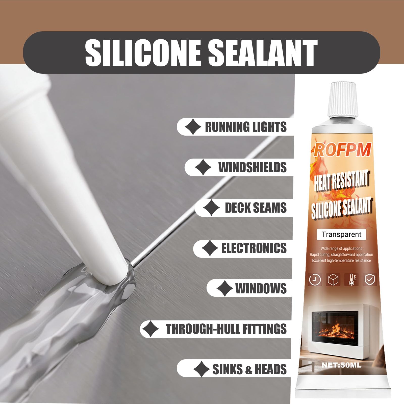 2PCS Silicone Colla Alte Temperature, Trasparente, Resistente All'olio e Facile da Rimuovere, Adatto per Sigillante Alta Temperatura per Stufe, Caminetti, Forni, Caldaie, Forno, Fornelli, Ripiani
