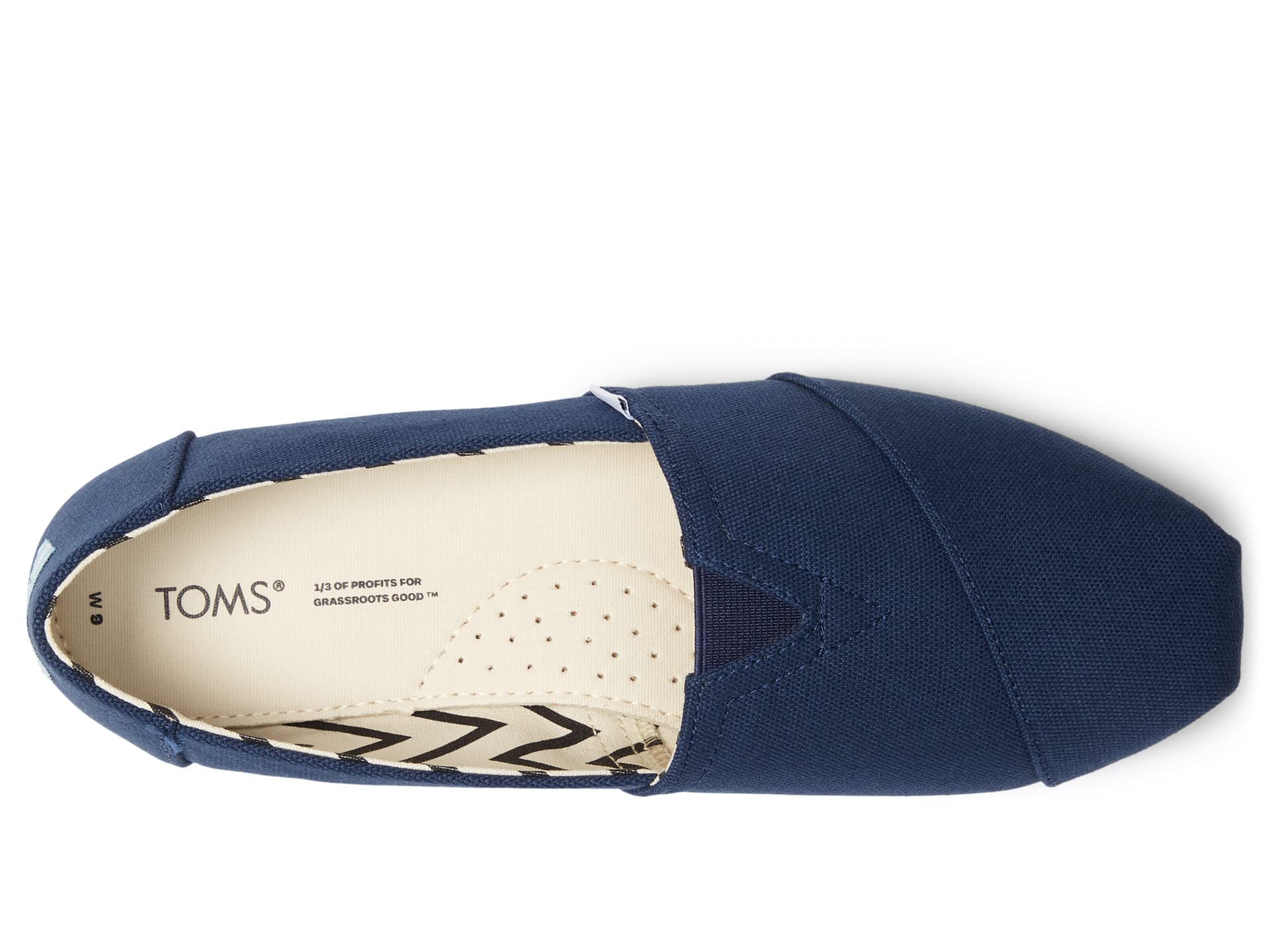 TOMS Alpargata Jute damskie bordowe espadryle, Granatowe szerokie płótno bawełniane z recyklingu, 7.5 UK Wide