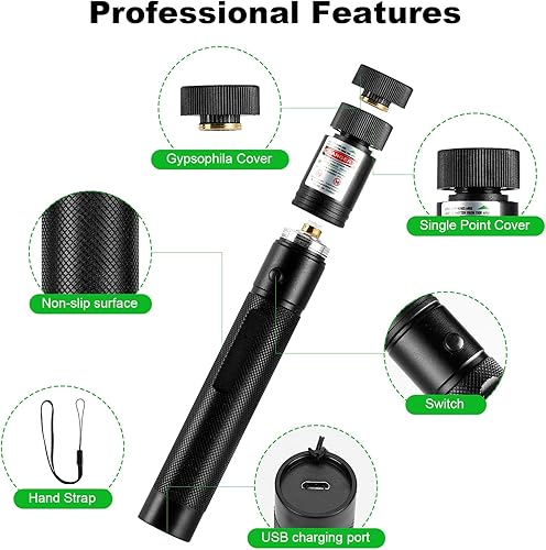 Green Laser Pointer High Power Pen - Long Range Rechargeable Laser Beam, USB Charging for Hiking, Presentations & Outdoor Use (Professional-Grade Green Light)(0.87inX0.87inX6.3in)