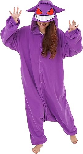 Miniatura 2 de SAZAC Gengar Kigurumi - Mameluco premium de Pokémon para adultos, disfraz de Halloween lujoso para adultos, ropa de descanso lavable a máquina