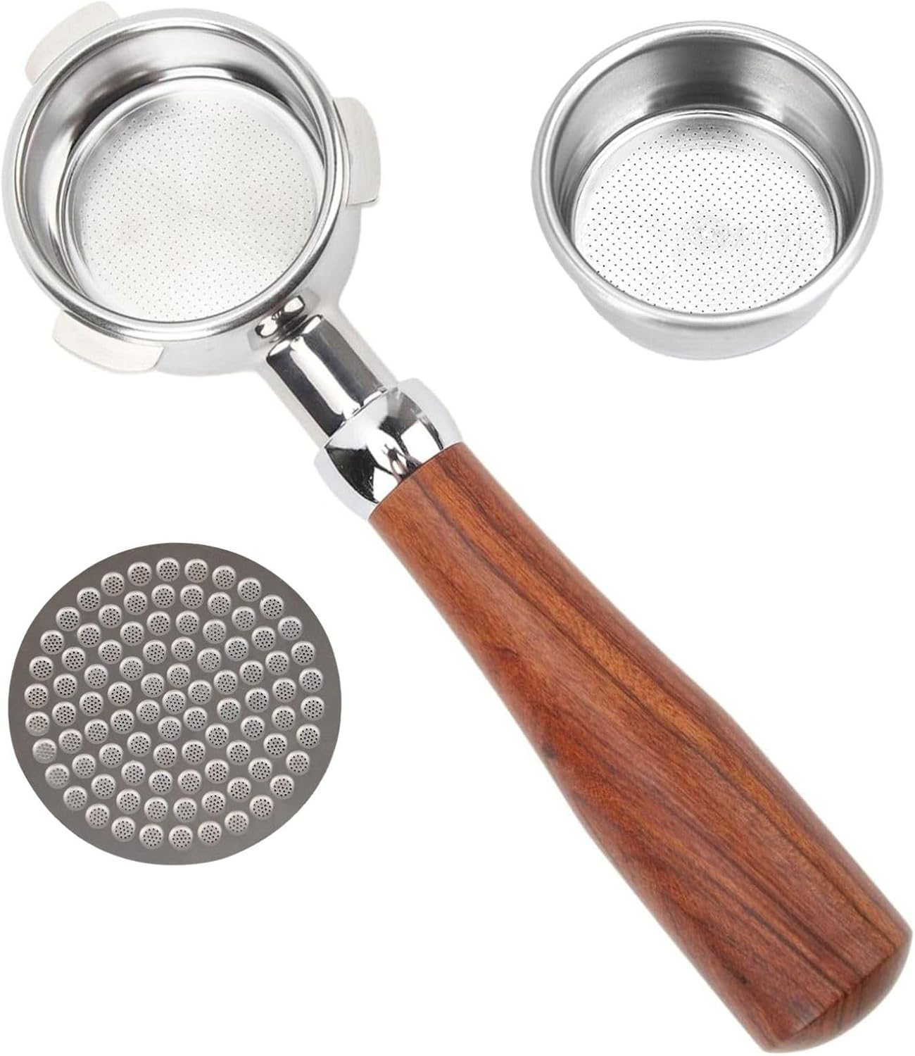 54mm Bottomless Portafilter with Espresso Puck Screen, Espresso Accessories Fits Breville Barista Series BES870/878/880 Machines & Sage Barista Espresso Machine, Stainless Steel Filter Basket