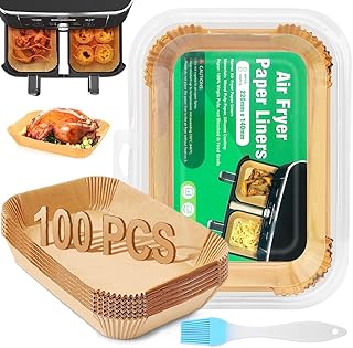 Air Fryer Liners for Ninja Dual, 100PCS Disposable Air Fryer Parchment Paper Liners, Air Fryer AF300UK AF400UK Accessories,Compatible with Ninja, Salter and Other Dual Zone Air Fryer