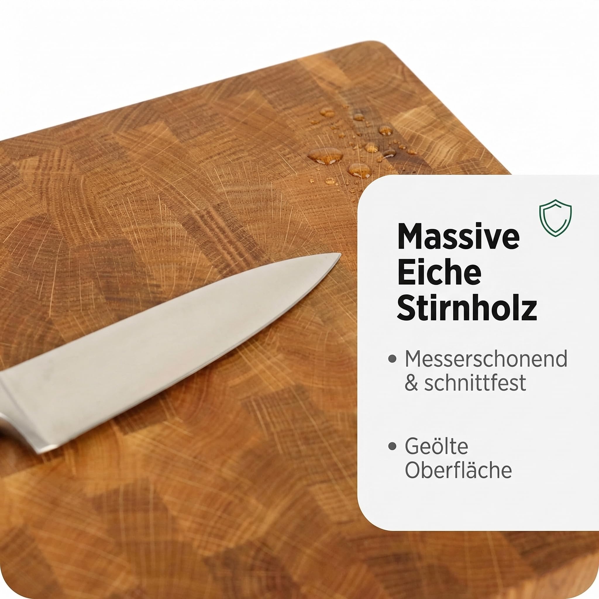 B4K® Stirnholz Schneidebrett Eiche 40×30×6 cm mit Auffangschale | Massiver Hirnholz Hackblock, Mit Auffangschale & Silikonfüßen, Antibakterielles Holz, Für Fleisch, Brot, Gemüse