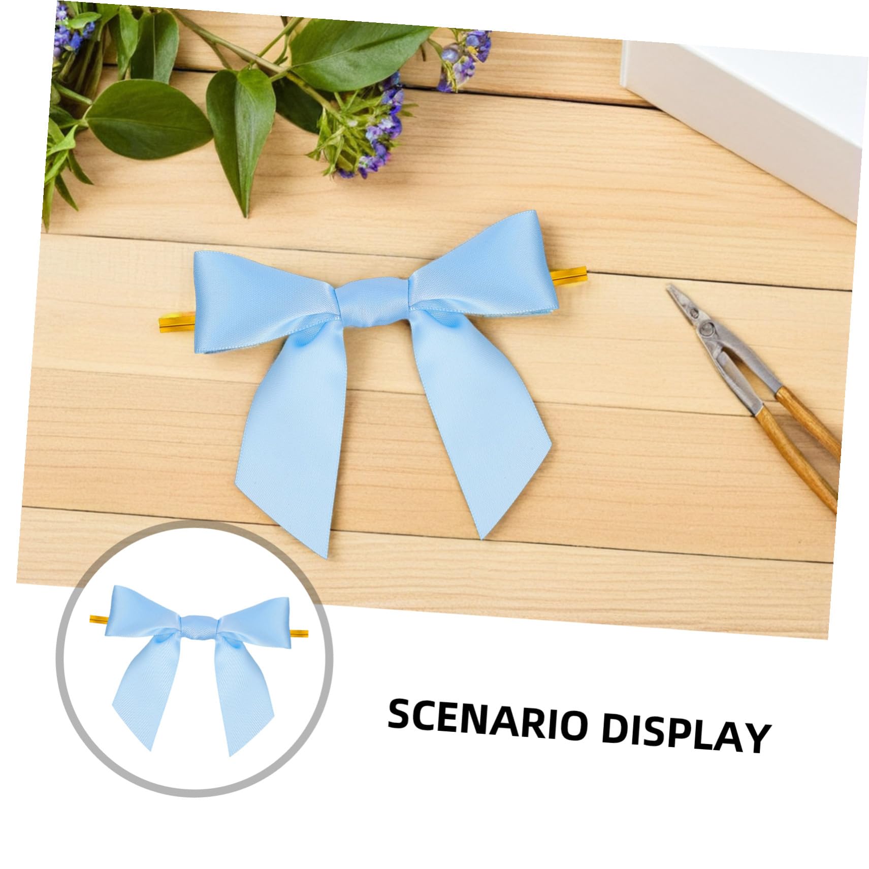 100 Pezzi Fiocchi Mini Pre-legati Azzurri per Confezioni Regalo Decorazioni per Sacchetti e Accessori Te Fiocchi con Filo per Chiusura Sacchetti e Decorazioni per Feste e Matrimoni