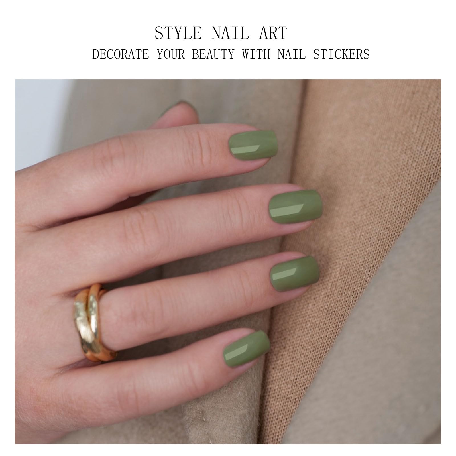 JMEOWIO Gel Nail Stickers Cream Green Gray Semi Cured Gel Nail Strips Wraps UV/LED Nails Art Design Decoration Accessories - Image 2